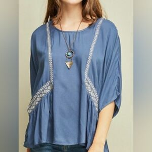 NWT Bunulu Embroidered Top